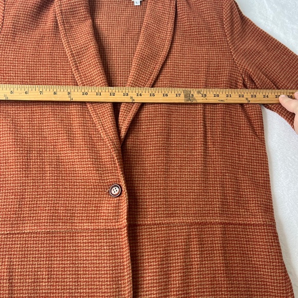 Vintage Coldwater Creek sz L Red Tan Houndstooth Made in USA Wool Blend Blazer - Picture 8 of 9